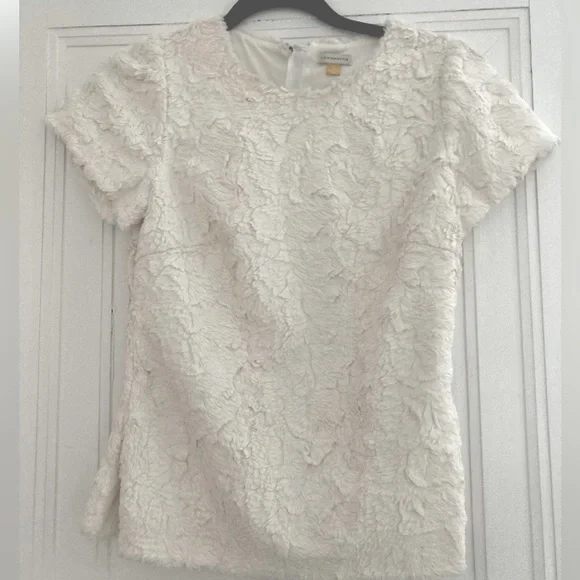 Anthropologie x Leifsdottir | Cream White Lined Faux Fur Top Exposed zip… - Picture 5 of 13